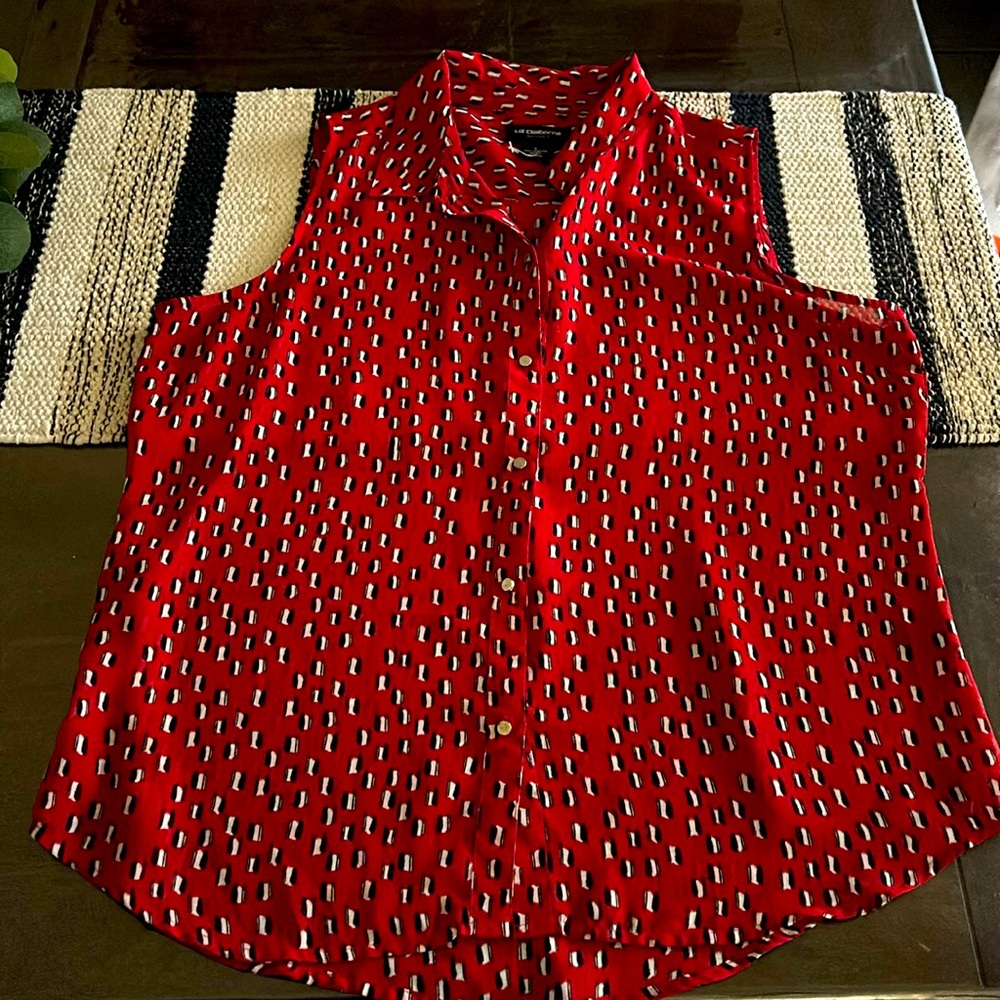 Liz Claiborne Red Pattern sleeveless Tank Size L